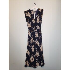Sienna Sky Womens XS Dress Floral Black Sleeveless V Neck Button Front Open Back